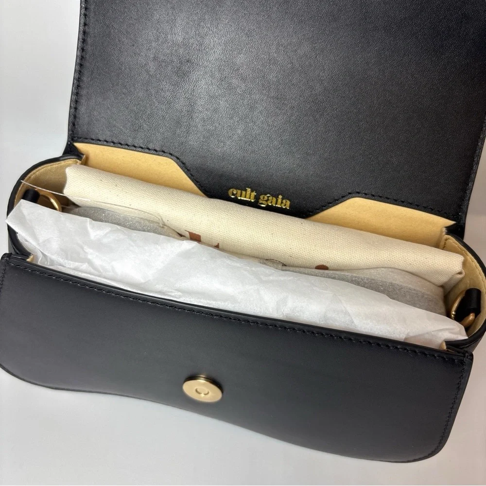 Cult Gaia Kazia Crossbody in Black – NWT Sculptural Leather + Gold Orbs - Picture 8 of 9